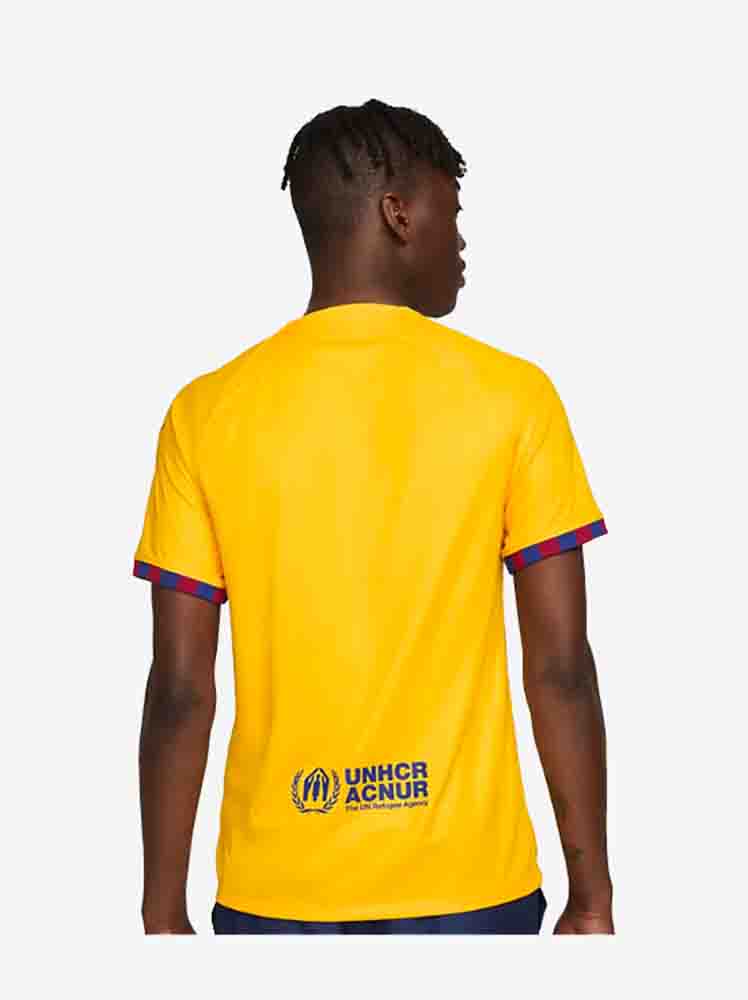 camiseta barcelona 2024 cuarta amarilla de espaldas barata