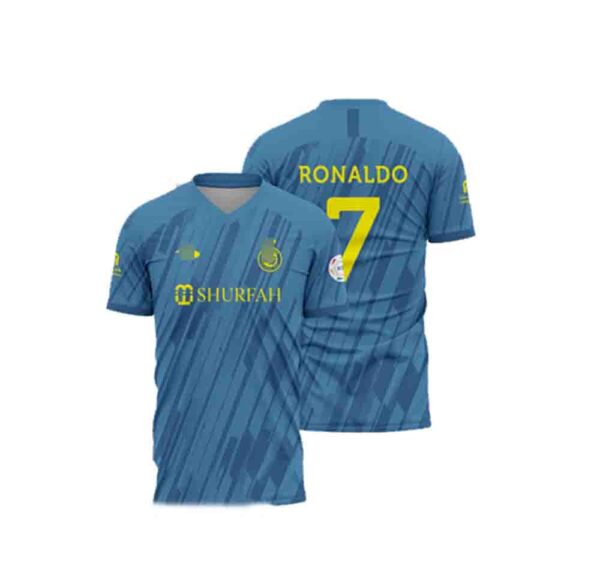 camiseta al nassr ronaldo 2023 visitante azul frontal barata