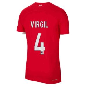 camiseta virgil liverpool 2024 rojo local de espaldas barata