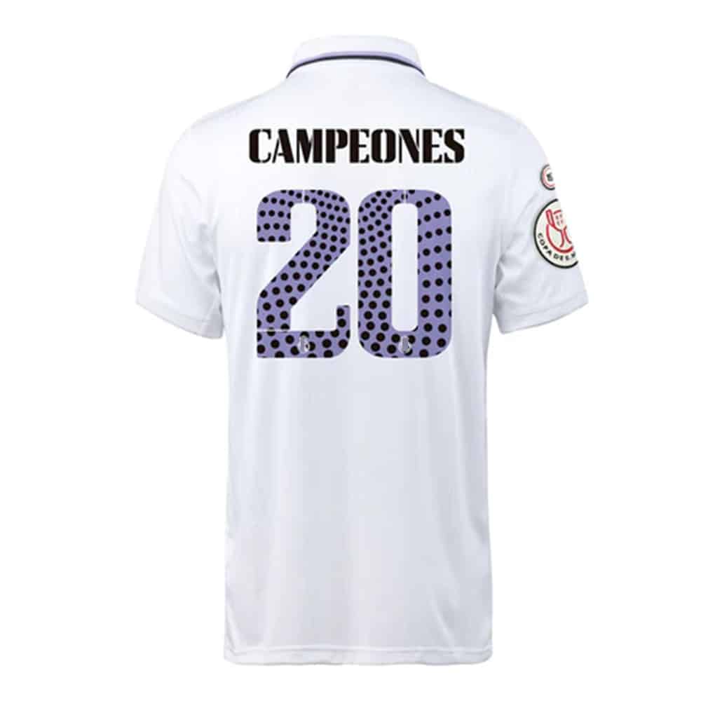 camiseta real madrid campeones copa del rey 2023 local blanca barata dorsal