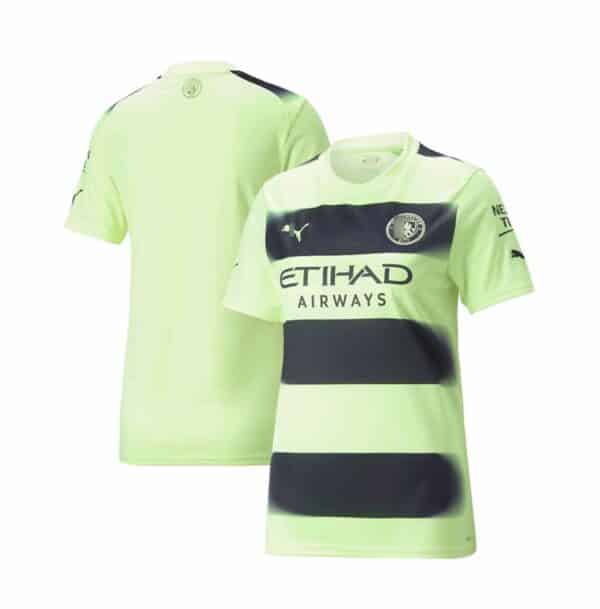 camiseta mujer manchester city 2023 alternativa verde frontal detalles barata
