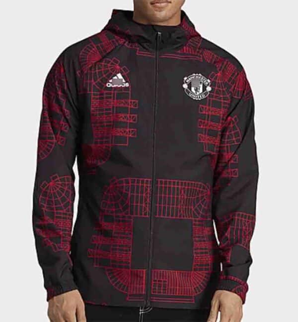 cortavientos manchester united 2023 rojo frontal barato