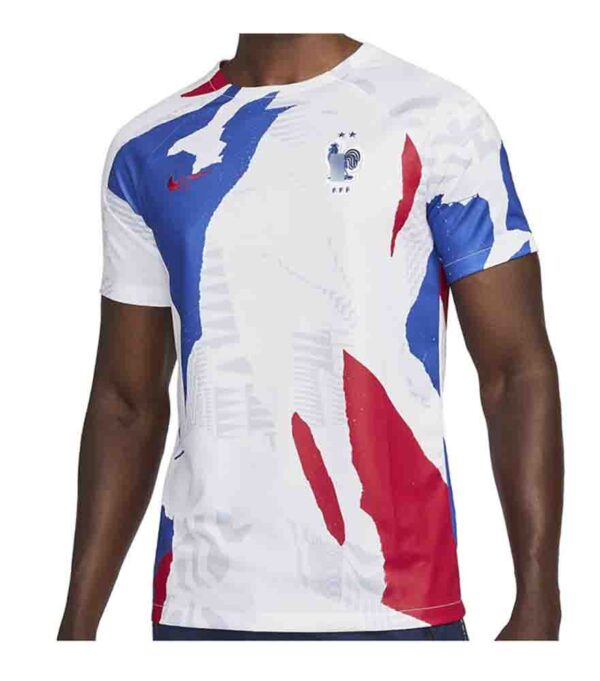 camiseta pre partido francia 2023 blanca frontal barata
